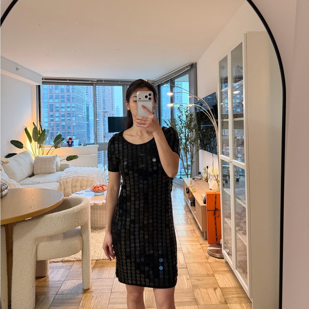 Knit Sequin Black Dress